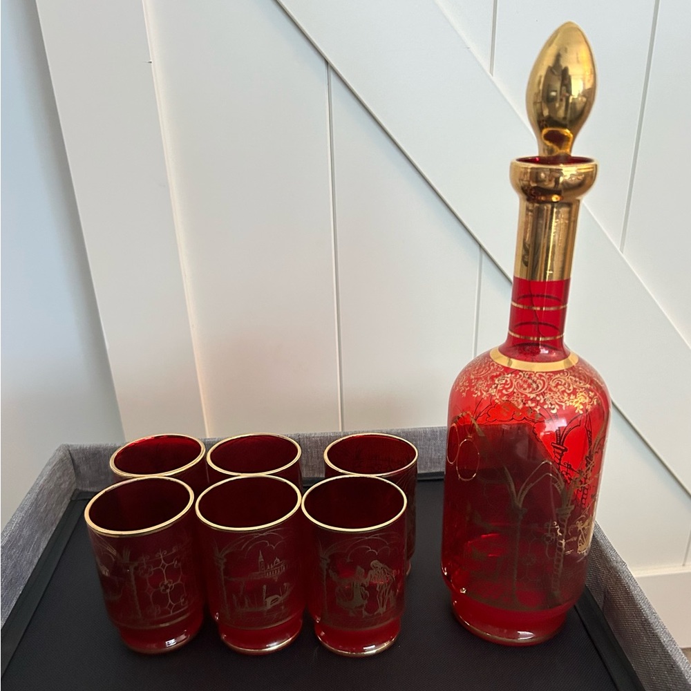 Mid century Venetian Murano decanter set